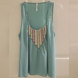 October Sky Polyester / Women Size Medium  Light Green Mint with front designs